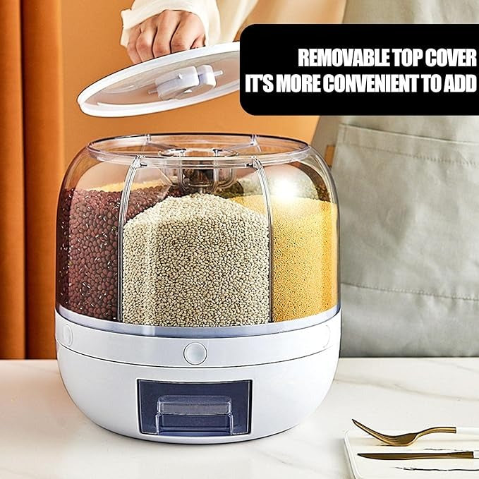 🔄 Rotating Food Storage Dispenser 🍚 Multi-Grid Dry Grains Organizer 📦 ALSOUQMART