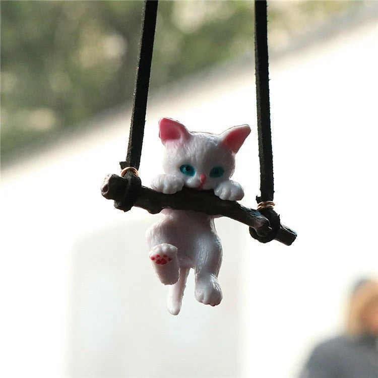 🐱 Cute Branch Cat Ornament 🚗 Rearview Mirror Pendant ✨ Creative Car Decor 💖 ALSOUQMART