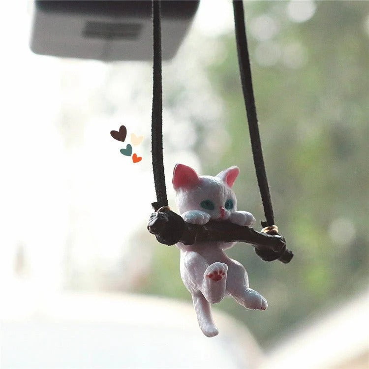 🐱 Cute Branch Cat Ornament 🚗 Rearview Mirror Pendant ✨ Creative Car Decor 💖 ALSOUQMART