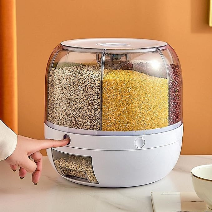 🔄 Rotating Food Storage Dispenser 🍚 Multi-Grid Dry Grains Organizer 📦 ALSOUQMART