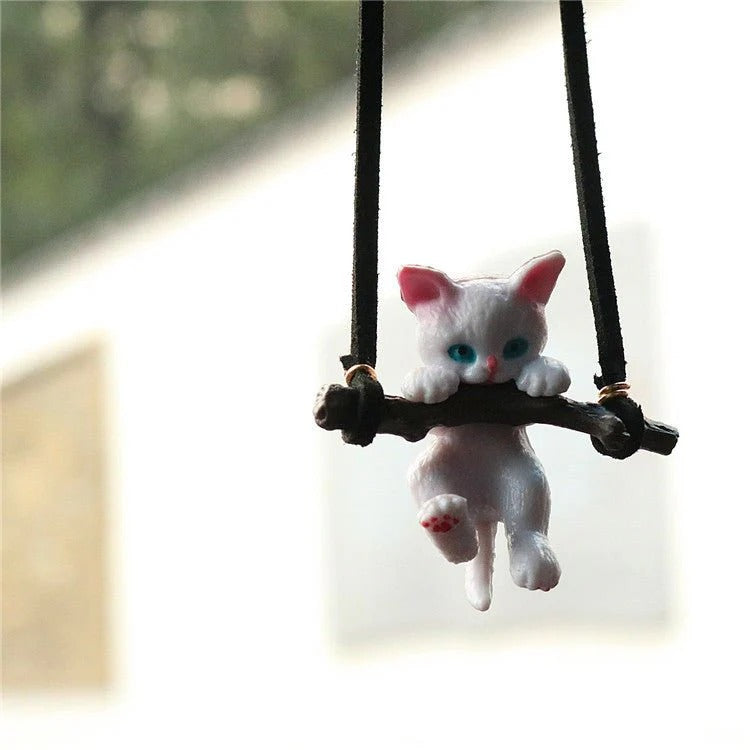 🐱 Cute Branch Cat Ornament 🚗 Rearview Mirror Pendant ✨ Creative Car Decor 💖 ALSOUQMART