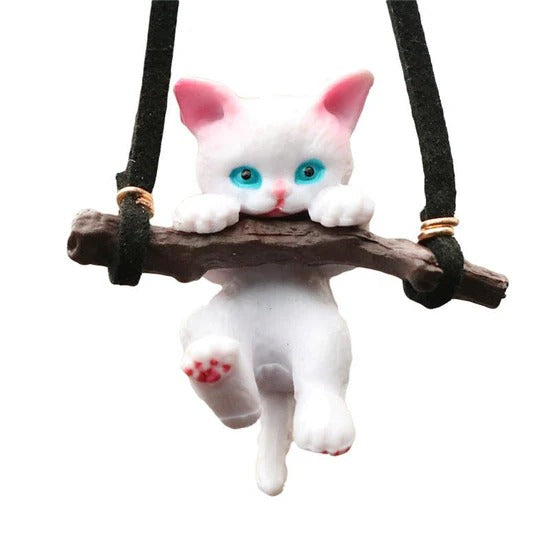 🐱 Cute Branch Cat Ornament 🚗 Rearview Mirror Pendant ✨ Creative Car Decor 💖 ALSOUQMART