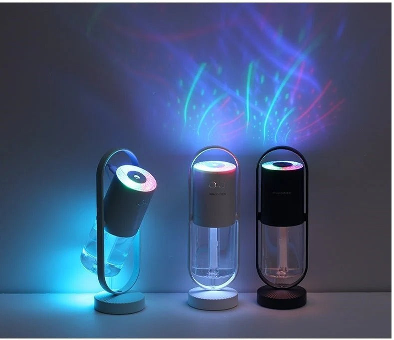 🌙 Magic Shadow Humidifier 💧 LED Night Light 🌈 USB Mist Maker for Home & Car 🚗 ALSOUQMART