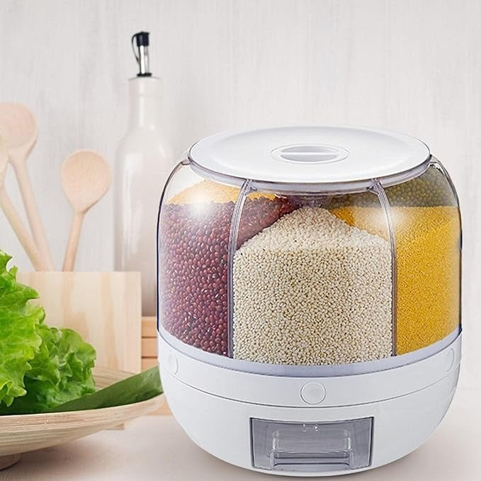 🔄 Rotating Food Storage Dispenser 🍚 Multi-Grid Dry Grains Organizer 📦 ALSOUQMART