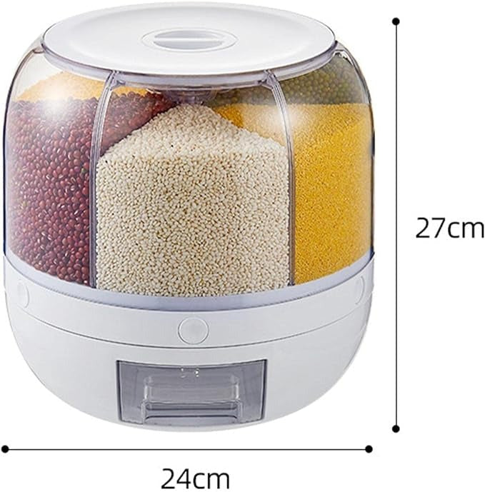 🔄 Rotating Food Storage Dispenser 🍚 Multi-Grid Dry Grains Organizer 📦 ALSOUQMART