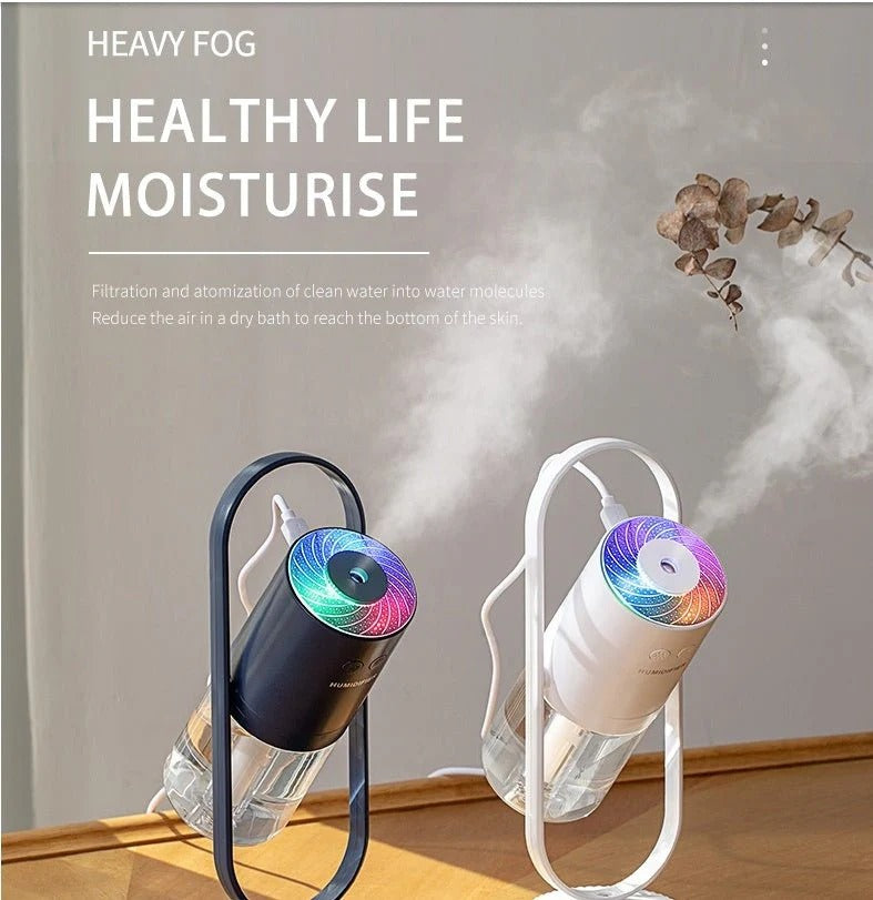 🌙 Magic Shadow Humidifier 💧 LED Night Light 🌈 USB Mist Maker for Home & Car 🚗 ALSOUQMART